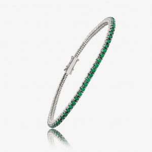 Bracelet or blanc avec Emeraude vertes – Harmonie et éclat naturel l Bracelets Kern