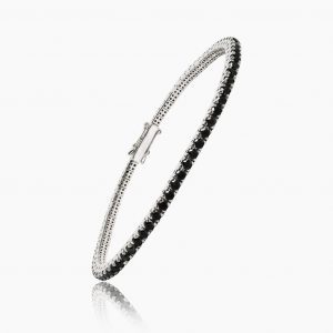 Bracelet en or blanc avec diamants noirs – Élégance mystérieuse l Bracelets Kern