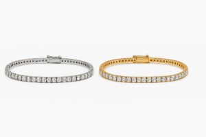 Comparaison d’un bracelet en platine et d’un bracelet en or jaune avec diamants – Collection Platinum Bracelets Kern