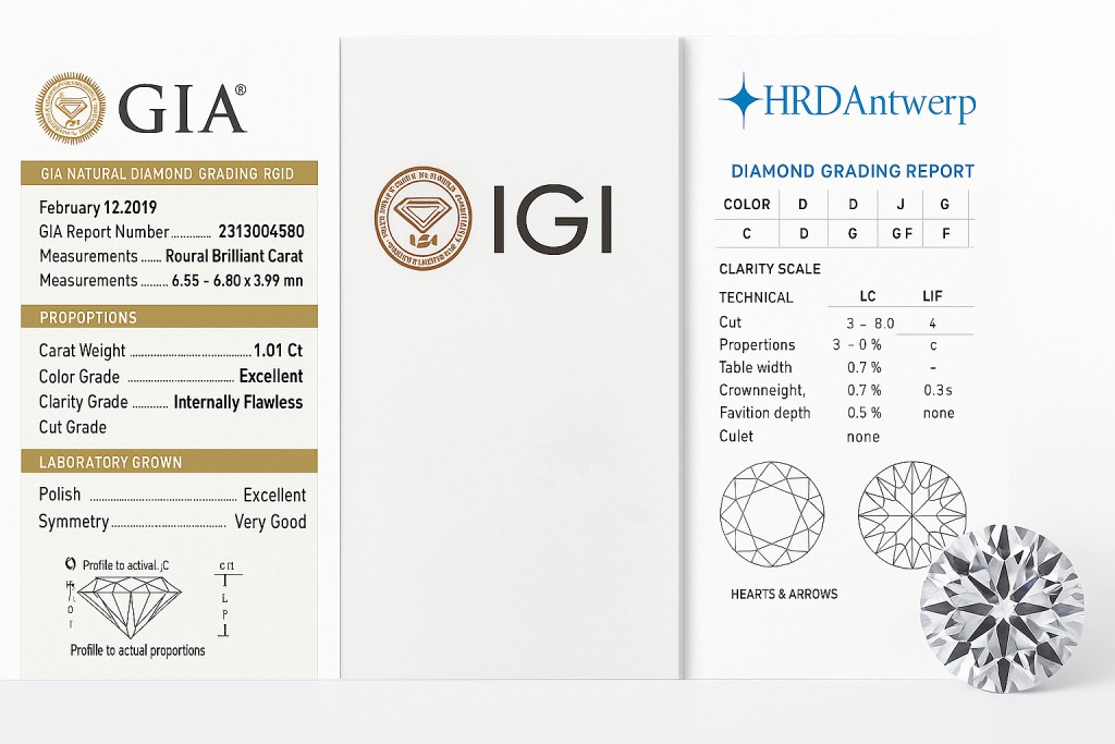 Certificats diamant GIA, IGI et HRD – Comparatif Bracelets Kern