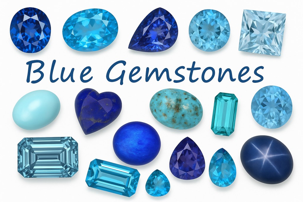 Pierres précieuses bleues taillées – formes et couleurs variées l Blue stones Bracelets Kern