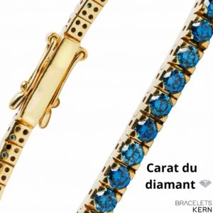 Zoom sur un bracelet diamant bleu en or jaune – Bracelets Kern