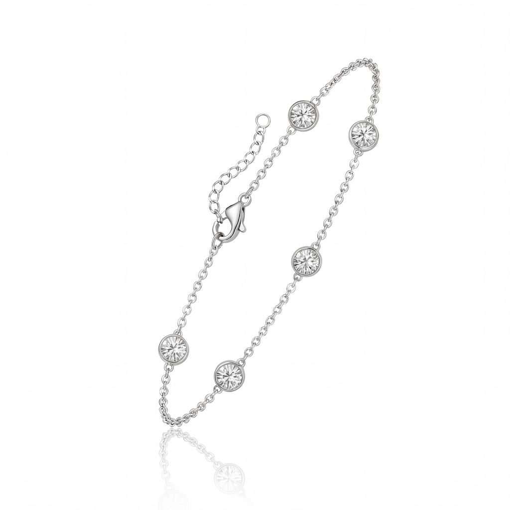 Aurora Crystal White Diamond Bracelet – Rhodium-Plated 925 Sterling Silver 1 Bracelet Aurora Cristal Diamant Blanc Argent 925 Rhodie Blanc • Kern